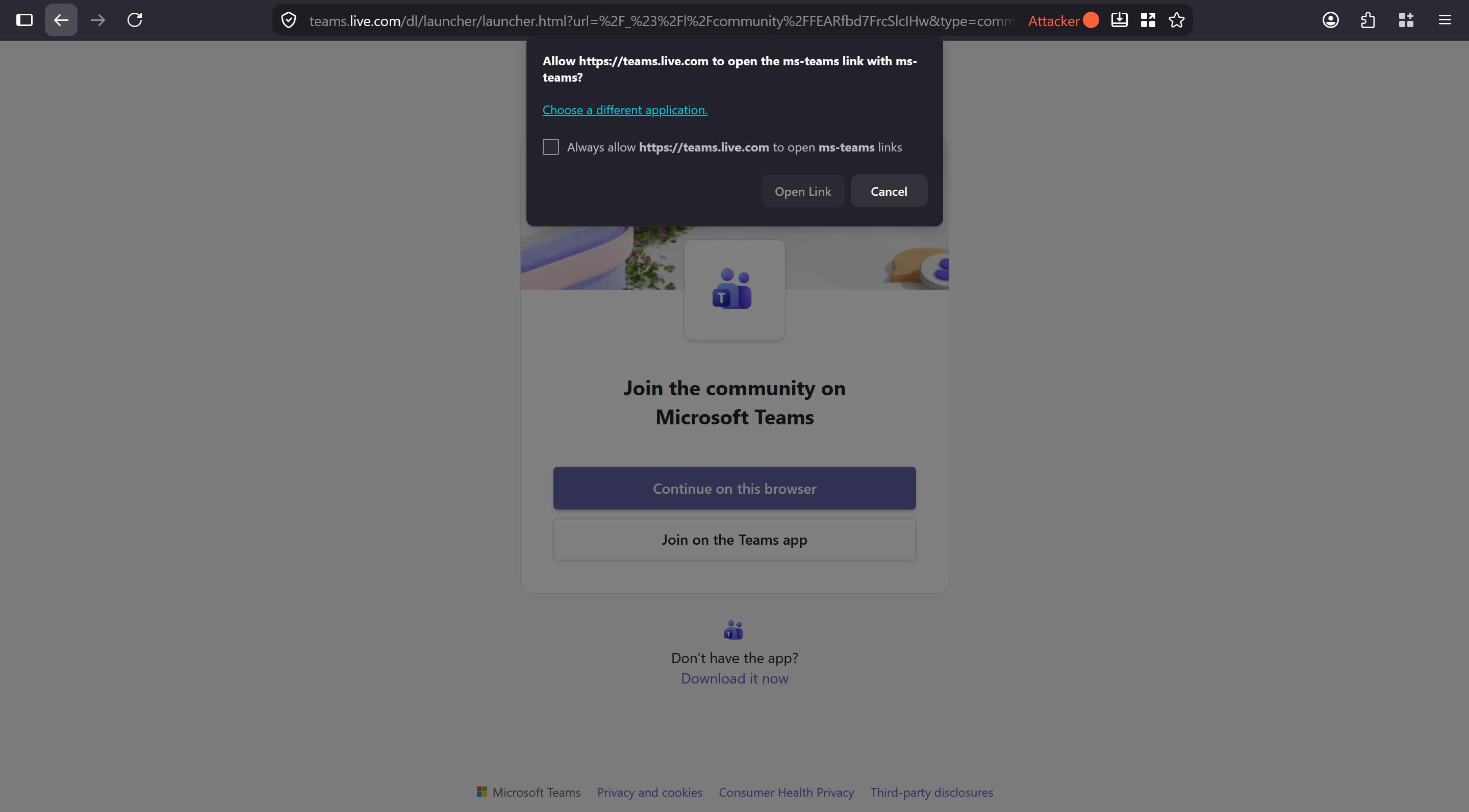 Microsoft Teams Launcher for Community Invitation