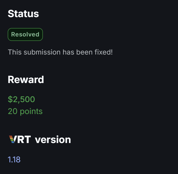 reward of redos vulnerability