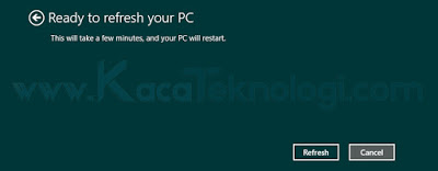 Cara install ulang Windows tanpa menghapus atau kehilangan data-data penting dan tidak perlu backup. Hal ini bisa dilakukan karena Microsoft sudah menyediakan fitur yang namanya "Refresh your PC without affecting your files". Pada fitur ini kita bisa melakukan install ulang tanpa menghapus data-data penting. Seperti, projek kerja, dokumen, musik, video dan masih banyak lagi.