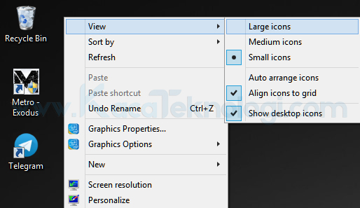 Bagaimana cara mengubah ukuran icon desktop, icon file explorer, dan taskbar dengan mudah ? baik itu memperkecil ukuran icon atau memperbesar ukuran icon. Terkadang icon dapat membantu kita dalam menggunakan sebuah aplikasi. Contohnya jika kita ingin mengakses sebuah aplikasi maka kita bisa saja langsung klik dua kali pada icon tersebut. Namun, ada beberapa kasus bahwa biasanya seseorang lebih menyukai icon yang cenderung berukuran kecil dan ada juga yang menyukai icon berukuran besar. Baik itu pada icon desktop maupun pada icon file explorer ataupun taskbar. Lalu bagaimana caranya untuk memperbesar atau memperkecil ukuran icon baik pada desktop, file explorer, ataupun taskbar ? cara ini tentunya sangatlah mudah untuk dilakukan namun terkadang masih ada yang kebingungan tentang hal ini. Maka dari itu anda sedang membaca artikel yang tepat untuk mengatasi masalah anda.