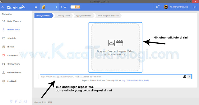 Bagaimana cara upload, repost foto / video Instagram lewat PC, desktop atau laptop menggunakan aplikasi gramblr atau instapic ? Upload foto merupakan salah satu hal yang begitu penting terutama bagi pengguna Instagram sendiri. Karena, tanpa upload foto rasanya ada yang kurang namun pihak pengembang Instagram sendiri belum menyediakan fitur yang mendukung upload foto melalui PC maupun Laptop. Hanya saja anda bisa mengakses Instagram melalui desktop namun tidak untuk upload foto, untuk mengkases Instagram melalui laptop / PC anda bisa mengaksesnya di sini → www.Instagram.com. Lalu bagaimana caranya untuk upload , repost foto Instagram melalui PC, desktop atau laptop ? masih banyak orang yang belum mengetahui akan hal ini. Oleh karenanya banyak yang mencari caranya di internet 😆. Padahal caranya sangatlah mudah anda hanya perlu mengunduh sebuah aplikasi yang bernama Gramblr. Selain Gramblr anda bisa menggunakan InstaPic hanya saja aplikasi ini hanya bisa didapatkan untuk Windows versi 8 keatas (App Store) aplikasi ini bahkan lebih kompleks dibandingkan Gramblr sendiri. Karena pada aplikasi ini kita bisa mengakses semua fitur yang terdapat pada android di PC / laptop seperti melihat story. Caranya pun tetap tidak berbeda jauh dengan cara yang sudah dijelaskan di atas.