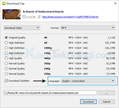 Cara download dan translate / menerjemahkan video Youtube (cc / .srt) menggunakan situs online downsub, savesubs, lilsubs, yousubtitles (tanpa aplikasi) atau menggunakan aplikasi seperti 4K Video Downloader dan MX Player di PC / komputer / laptop / android terbaru.