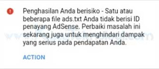 banyak sekali para blogger yang mendapatkan pesan dari Google AdSense untuk memasang dan mengaktifkan ads.txt pada situsnya. Untuk cara mengatasi notifikasi ads.txt yang selalu muncul pada dasbor adsense adalah dengan tidak menghiraukannya. ads.txt ini berfungsi untuk mencegah iklan penipuan yang tampil pada situs anda dan juga untuk meningkatkan tayangan iklan pada situs.