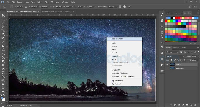 Bagaimana cara mengubah ukuran gambar di Photoshop menjadi lebih kecil atau lebih besar dari foto aslinya ? memperkecil dan memperbesar ukuran gambar termasuk teknik dasar Photoshop yang disebut dengan transform.