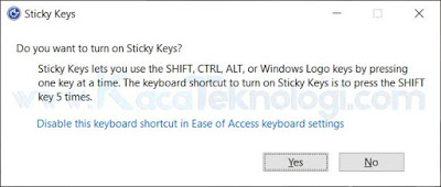 Bagaimana cara mematikan filter / sticky keys di Windows 7/8/8.1/10 dan cara mengatasi tombol ctrl & shift yang aktif terkunci dan tertekan terus terlebih lagi ketika bermain game.