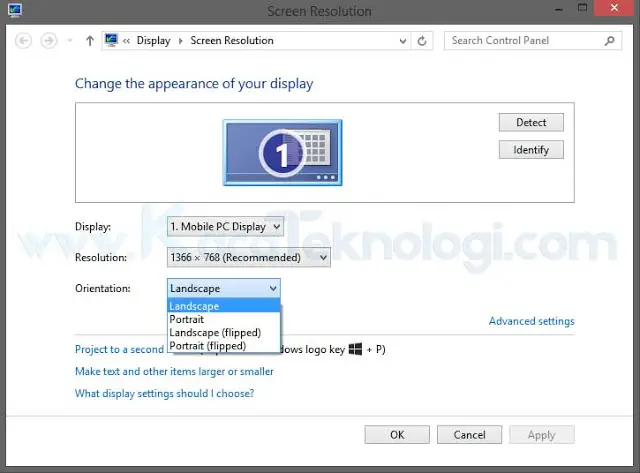Bagaimana cara mengatasi dan mengembalikan layar laptop / komputer/ monitor yang terbalik (rotate) atau miring kembali ke tampilan dekstop seperti semula (menjadi normal) di Windows 7/8/10