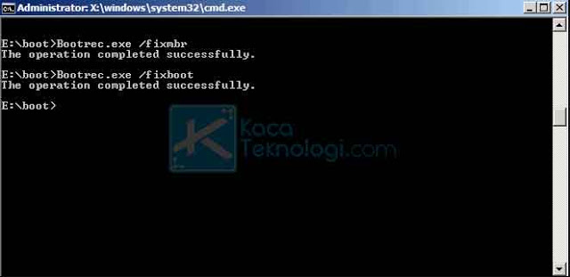 command prompt dalam mode recovery