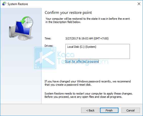 Apa itu restore point? bagaimana cara membuat restore point dan restore/mengembalikan windows 7,8,10 ke tanggal tertentu dan melalui BIOS. Lalu bagaimana cara mengembalikan system restore yang hilang dan lama saat proses dengan mudah.