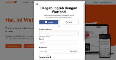 Cara Mendaftar Aplikasi Wattpad Bahasa Indonesia 2020, langkah mudah mendaftar akun wattpad indonesia, Cara Masukan gmail di wattpad, cara daftar wattpad dengan gmail, cara daftar wattpad dengan facebook, cara mudah daftar wattpad bahasa indonesia