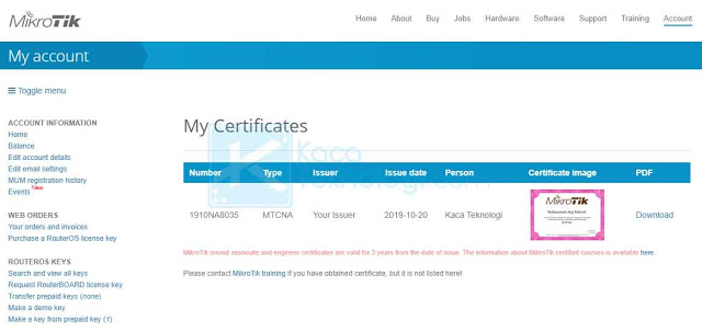 Macam-macam dan jenis sertifikasi Mikrotik, harga mengikuti program pelatihan/kursus Mikrotik online, apakah bisa mendapatkan training Mikrotik gratis, dan cara cek sertifikat Mikrotik.