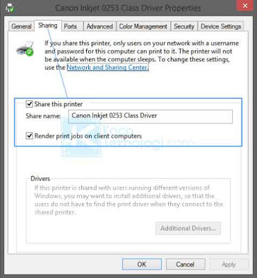 Cara membagikan / sharing printer di Windows 7/8/10 menggunakan jaringan LAN / Wi-Fi / Wireless / Internet agar printer bisa digunakan bersama dengan komputer yang lain yang terhubung dalam jaringan.