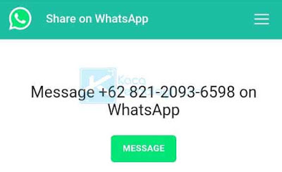 Selanjutnya, Anda akan diarahkan ke halaman WhatsApp. Silakan Anda klik Chat Dengan / Message untuk memulai mengirim pesan.