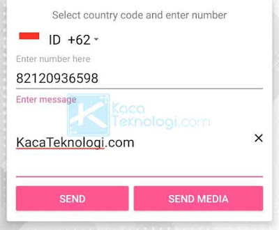 Karena WhatsDirect sudah menyertakan kode negara, maka Anda tidak perlu menuliskan angka 62 lagi di awal nomor. Langsung saja tulis dimulai dari angka 8. Anda juga bisa menambahkan pesan langsung pada aplikasi tersebut.