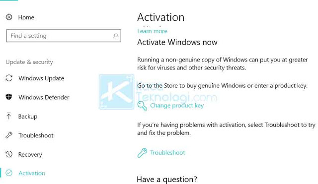 Jika error masih berlanjut, Anda bisa jalankan Activation Troubleshooter dengan baik. Masuk ke Pengaturan → Update & Security → Activation → Troubleshoot.