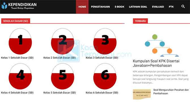 Setelah itu masih ada situs yang bernama kependidikan.com. Saya senang dengan tampilan situs yang bersih dan minimalis dan yang paling saya sukai adalah terdapat E-Book yang bisa diunduh. Materi yang ada pada E-Book atau yang diterbitkan sebagai artikel meliputi dari SD sampai SMA dengan penjelasan yang detail. 