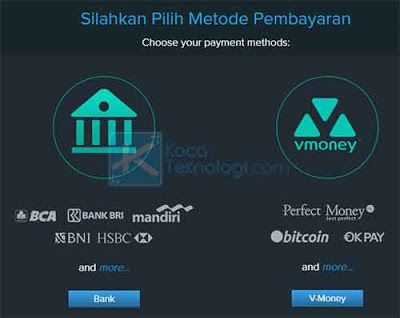 Klik menu Beli lalu pilih metode pembayaran yang Anda inginkan. Namun, karena kita ingin mentransfer saldo rekening kita ke PayPal, maka kita memilih V-Money.