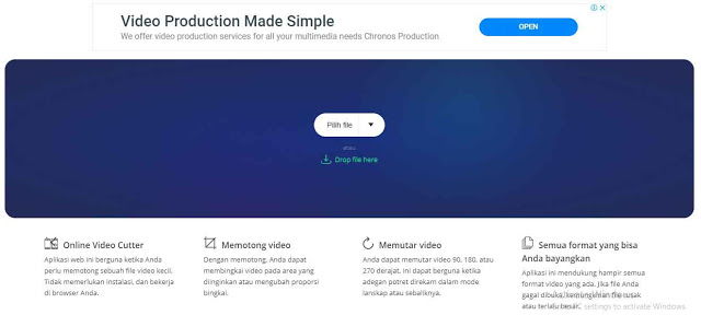  ada nama Video Cutter mungkin ini salah satu aplikasi video editor yang sangat sederhana dimana sesuai namanya sobat hanya bisa memotong video, memutar kemiringan video, dan beberapa hal kecil lainnya bisa sobat lakukan, semua proses editing cukup dilakukan melalui browser sobat. 