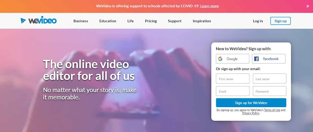 WeVideo sebagai salah satu software video editor online yang bisa sobat coba, dari segi tampilan mungkin lebih mirip dengan Movie Maker versi Desktop ya sobat