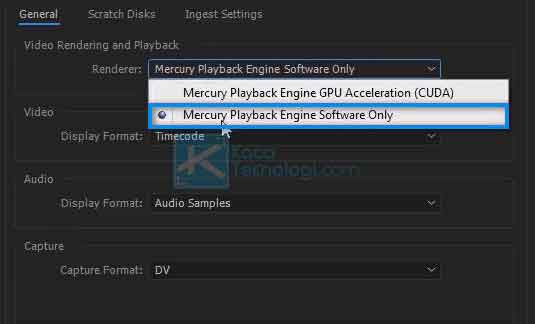 Jika Anda mendapatkan error ini ketika ingin mengekspor atau mengimpor baik itu video atau audio maka kemungkinan besar masalahnya berada pada Video Renderer yang digunakan. Mercury Playback Engine GPU Acceleration (CUDA) umumnya menjadi penyebab utama dalam hal ini. 