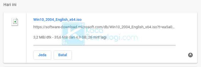 File ISO Windows akan otomatis terunduh tanpa Media Creation Tool.