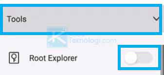 Pilih Tools → aktifkan Root Explorer.