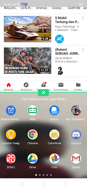 cara mengaktifkan fitur split screen di Hp Oppo F9