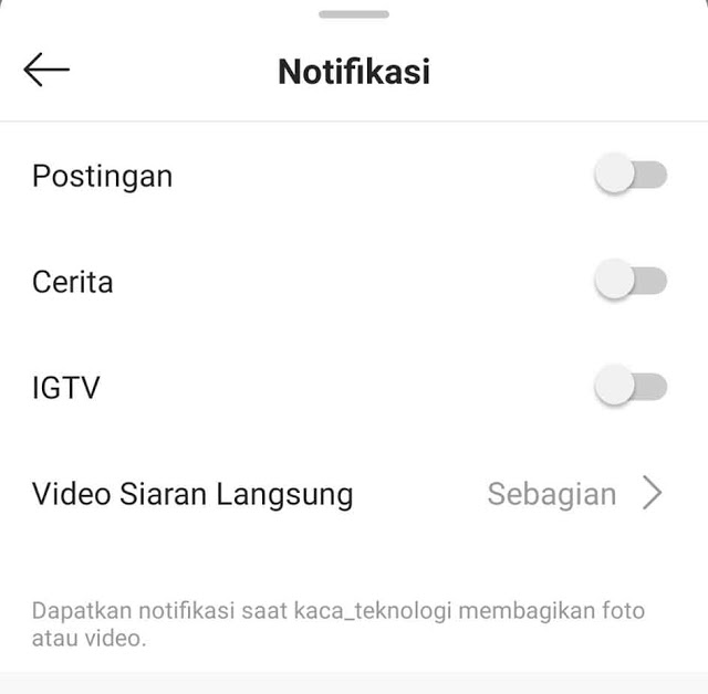 opsi notifikasi