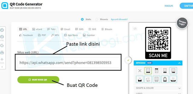 cara mudah membuat barcode whatsapp dengan qr code generator