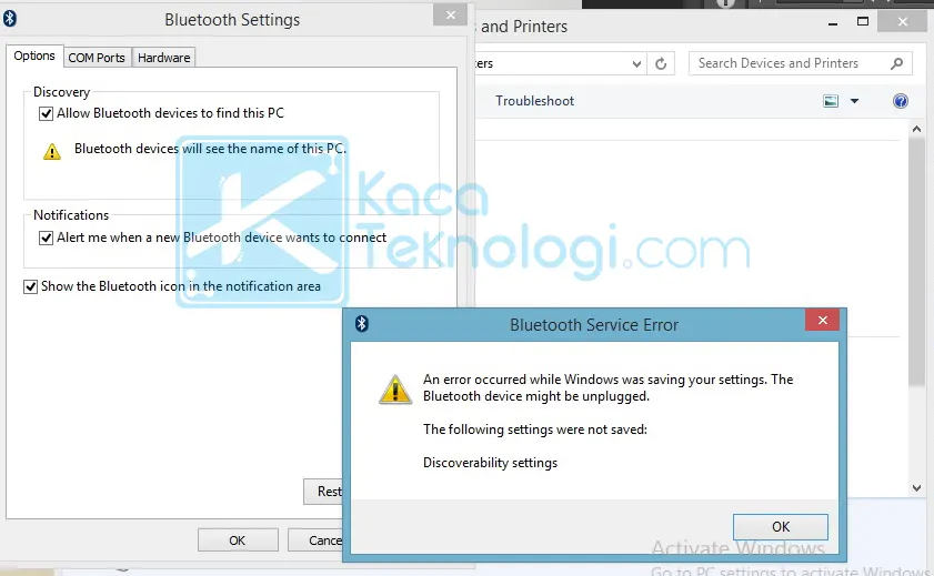 4 Cara Mengatasi The Bluetooth Device Unplugged dan Discoverability Settings