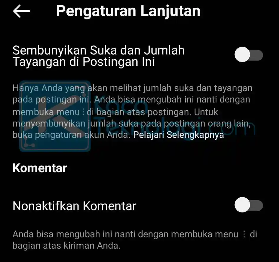 Cara 2 Menonaktifkan Komentar IG
