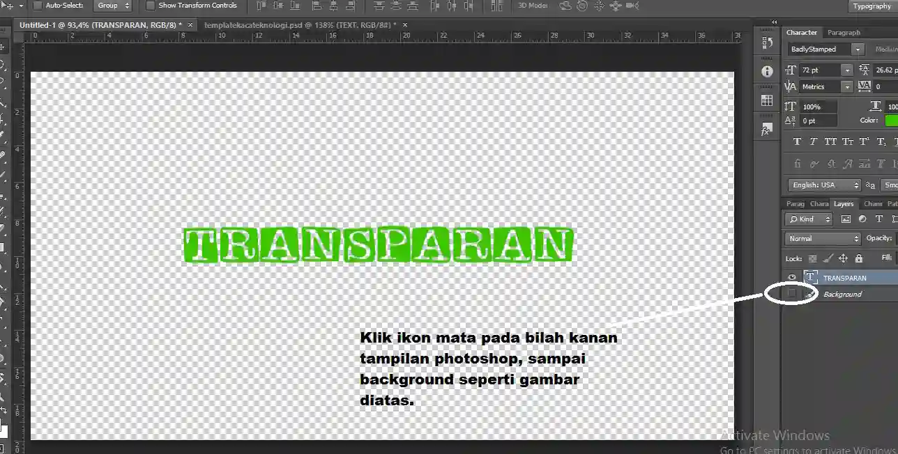 Cara Menyimpan Gambar Secara Transparan atau Tanpa Background di Photoshop CS6