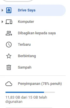 Klik menu penyimpanan