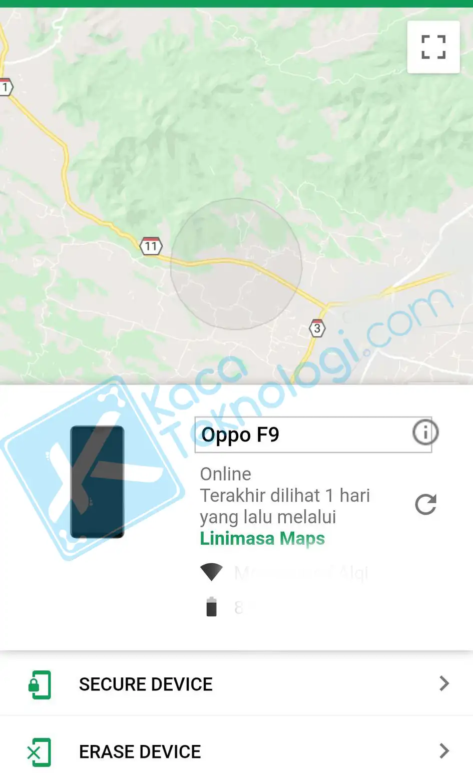 Lokasi Terkini smartphone