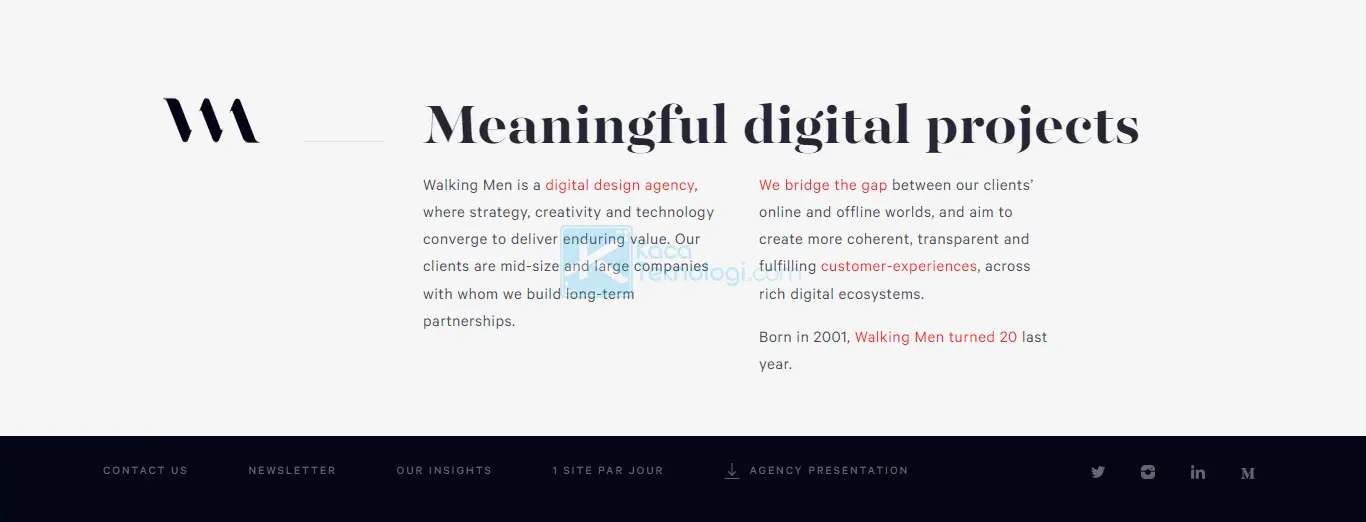 contoh desain footer website menarik versi walking men