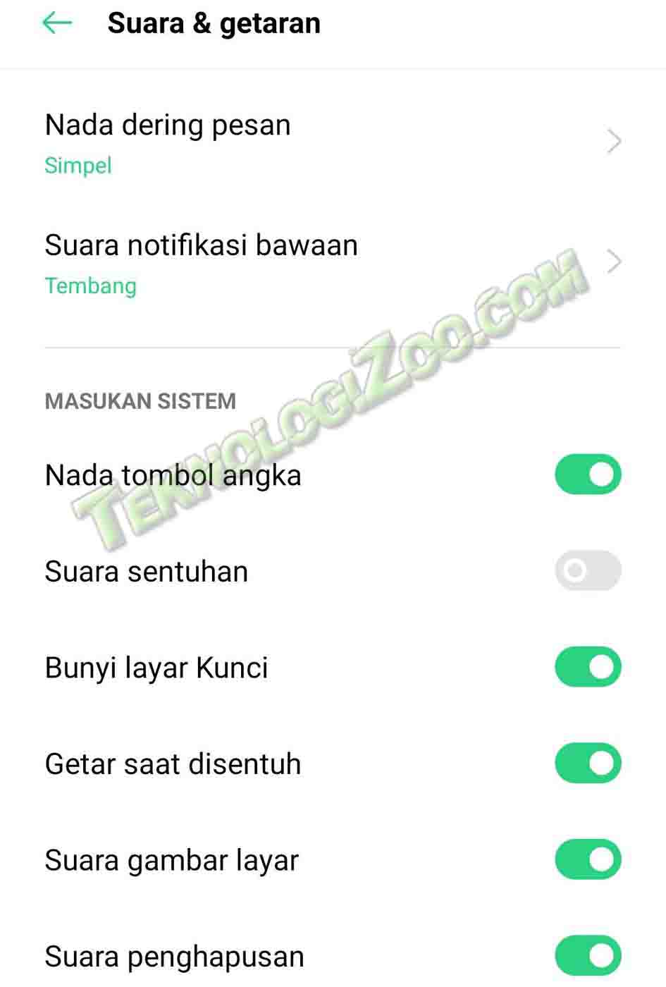 menghilangkan suara keyboard di hp oppo